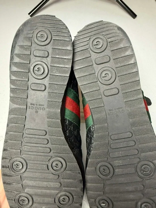 Gucci Web Guccissima Black Leather Men Sneaker 12 G / 13 US NO INSOLES - Picture 13 of 13